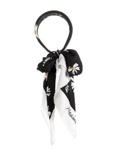 Pre-owned Moschino Silk Floral Headband In White