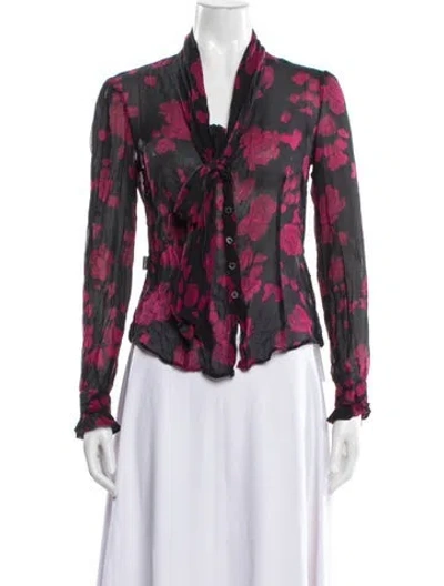 Pre-owned Moschino Silk Floral Print Blouse In Multi