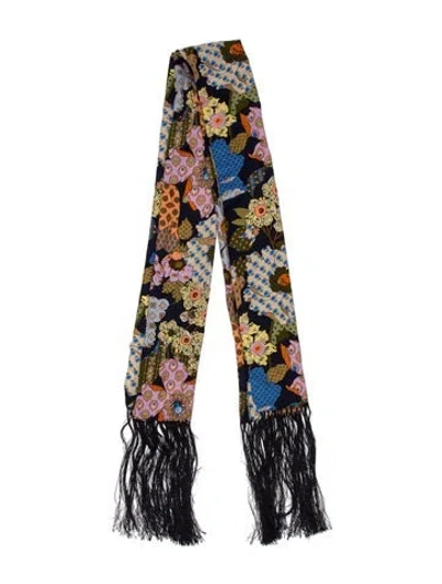 Pre-owned Moschino Silk Floral Print Scarf In Blue