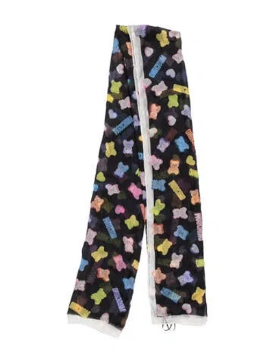 Pre-owned Moschino Silk Graphic Print Scarf In Black