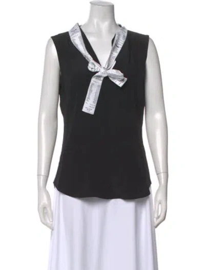 Pre-owned Moschino Silk Graphic Print Top In Black