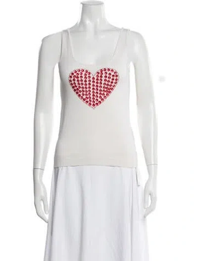Pre-owned Moschino Silk Graphic Print Top In Neutral