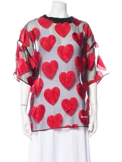Pre-owned Moschino Silk Graphic Print Top In Pink