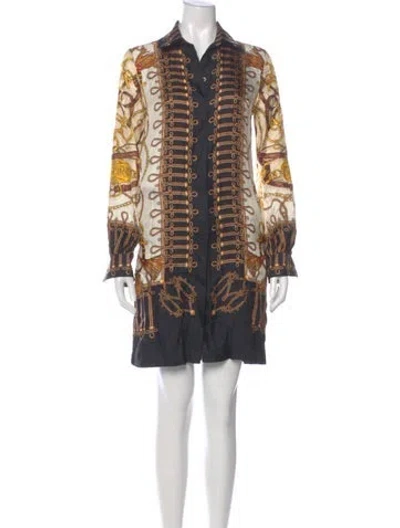 Pre-owned Moschino Silk Knee-length Dress W/ Tags In Multi
