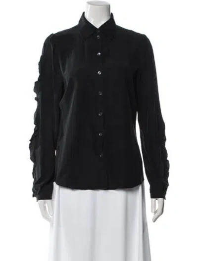 Pre-owned Moschino Silk Long Sleeve Blouse In Black