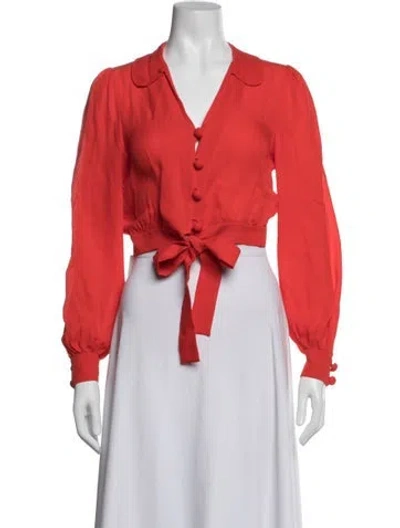 Pre-owned Moschino Silk Long Sleeve Blouse In Orange