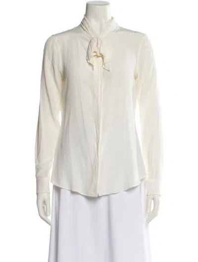 Pre-owned Moschino Silk Long Sleeve Button-up Top In Neutral