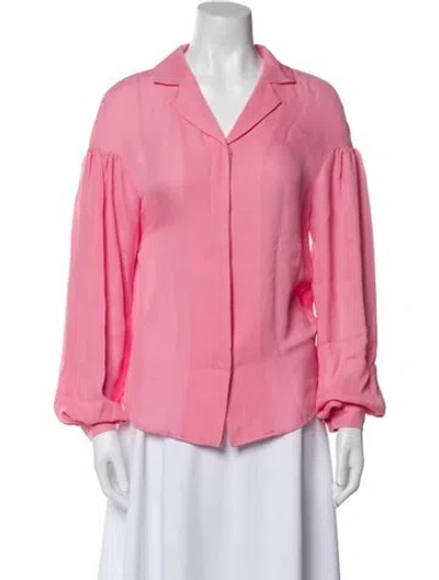 Pre-owned Moschino Silk Long Sleeve Button-up Top W/ Tags In Pink