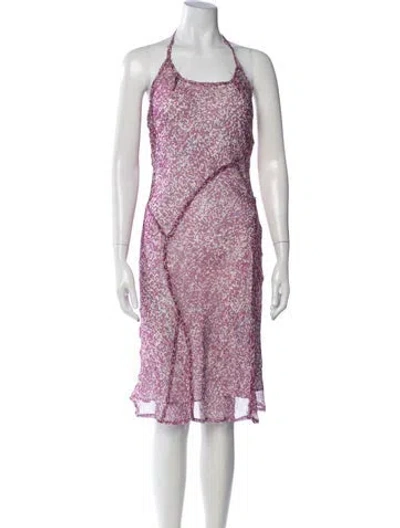 Pre-owned Moschino Silk Midi Length Dress In Purple