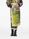 Moschino Printed Silk Twill Skirt In Green