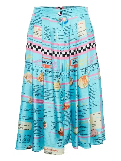 Pre-owned Moschino Silk Midi Skirt In Blue