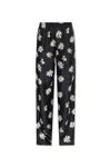 Moschino Black Silk Twill Allover Daisy Trousers In 1555