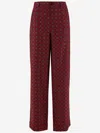 Moschino Pantalone In Seta Stampata Donna In Burgundy