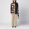 Moschino Multicolor Silk Shirt With Asymmetrical Long Sleeve In Multicolor