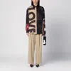 Moschino Multicolor Silk Shirt With Asymmetrical Long Sleeve In Multicolor