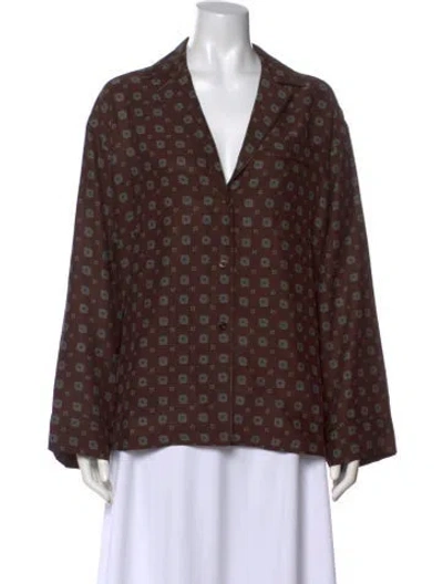 Pre-owned Moschino Silk Patterned Blouse W/ Tags In Brown