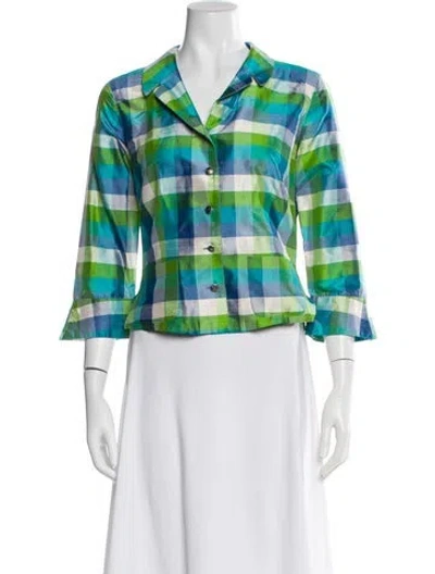 Pre-owned Moschino Silk Plaid Print Blouse In Multi
