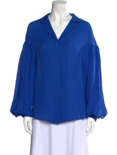 Pre-owned Moschino Silk Plunge Neckline Blouse W/ Tags In Blue