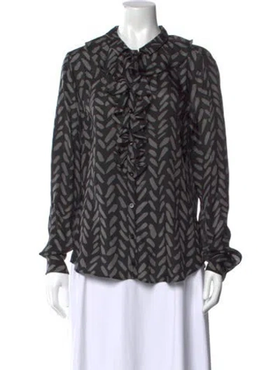 Pre-owned Moschino Silk Printed Blouse In Grey