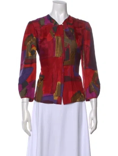 Pre-owned Moschino Silk Printed Blouse In Red