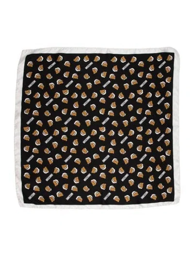 Pre-owned Moschino Silk Printed Scarf In Black/neutrals