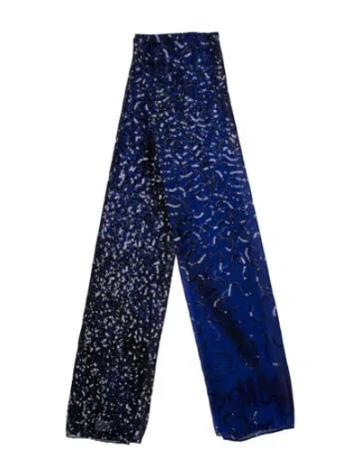 Pre-owned Moschino Silk Printed Scarf In Blue