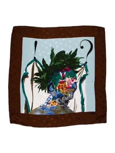 Pre-owned Moschino Silk Printed Scarf In Brown