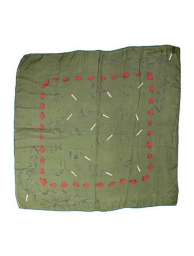 Pre-owned Moschino Silk Printed Scarf In Green