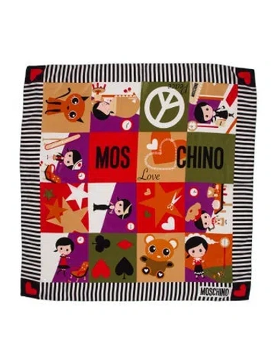 Pre-owned Moschino Silk Printed Scarf In Multi