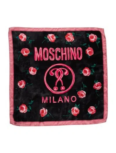 Pre-owned Moschino Silk Printed Scarf In Pink