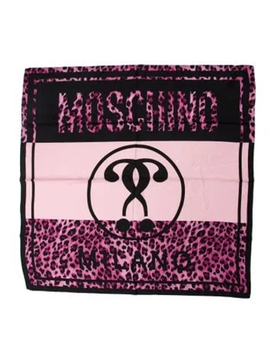 Pre-owned Moschino Silk Printed Scarf W/ Tags In Black