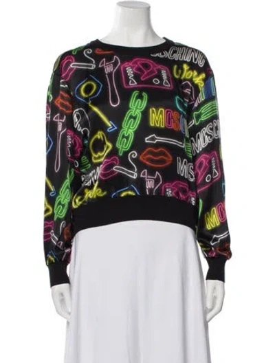 Pre-owned Moschino Silk Printed Sweatshirt In Black