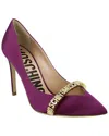 Moschino Satin Pointed Toe Pump In Purple