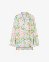 Moschino Silk Satin Shirt Smiley® & Roses In Brown
