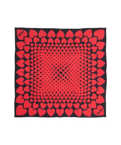 MOSCHINO SILK SCARF WITH HEART PRINT