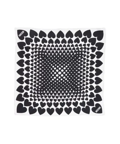 MOSCHINO SILK SCARF WITH HEART PRINT