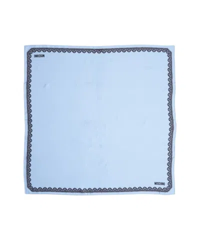 Moschino Silk Scarf With Lace Pattern In Blue