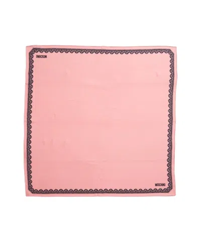 Moschino Silk Scarf With Lace Pattern In Pink