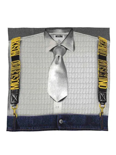 Moschino Silk Scarf With Print In Multi