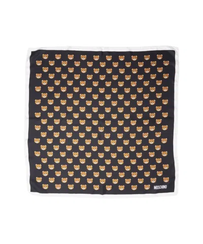 MOSCHINO SILK SCARF WITH TEDDY BEAR MOTIF