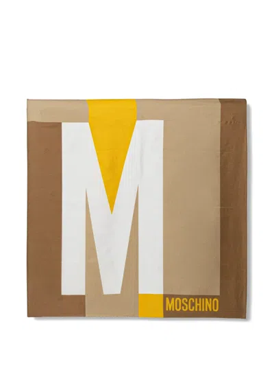 Moschino Silk Shawl Scarf In Neutral