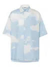 Moschino Cloud Print Silk Shirt In Blue