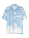 Moschino Cloud Print Silk Shirt In Blue