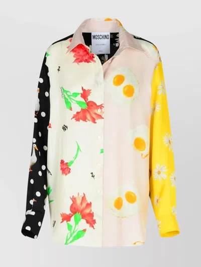 MOSCHINO 'SILK SHIRT MULTICOLOR PATCHWORK'