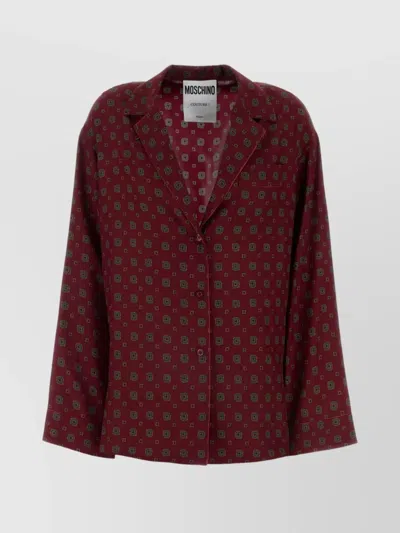 Moschino Silk Shirt Printed Pattern In Burgundy