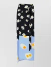 Moschino Long Wrap Skirt With Floral And Egg Print