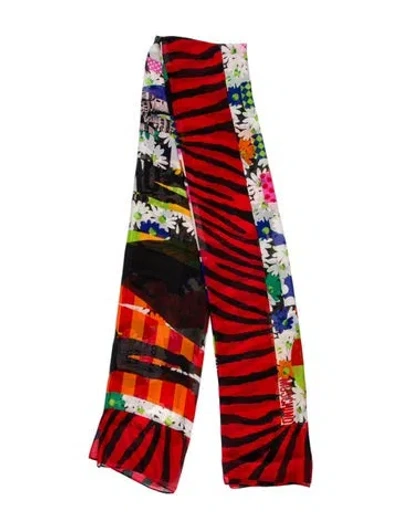 Pre-owned Moschino Silk Striped Scarf In Neutral