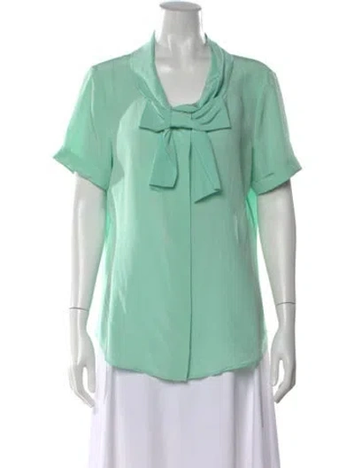Pre-owned Moschino Silk Tie Neck Blouse In Green
