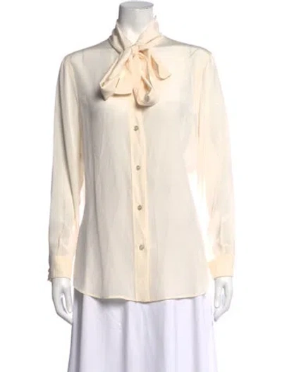 Pre-owned Moschino Silk Tie Neck Blouse In Neutrals