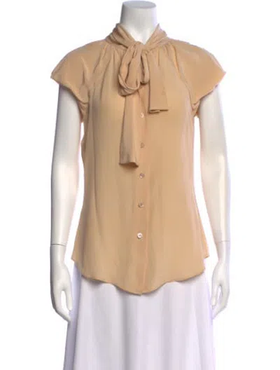 Pre-owned Moschino Silk Tie Neck Blouse In Neutrals